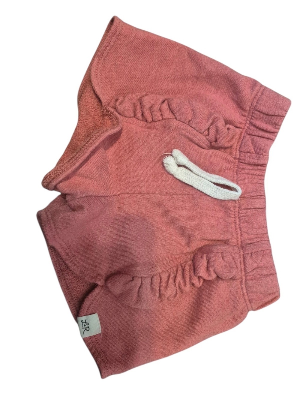 Girls' Pink Ruffle Terry Shorts with Drawstring